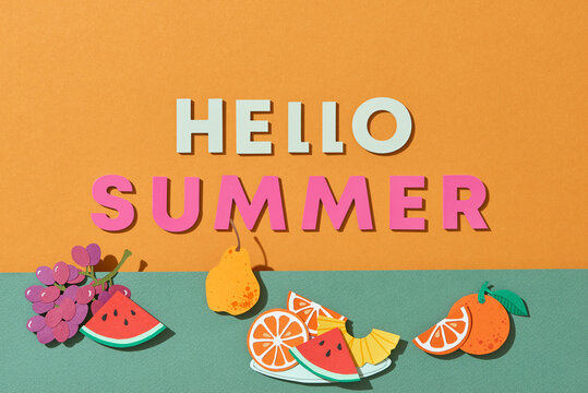Hello Summer fruits background.