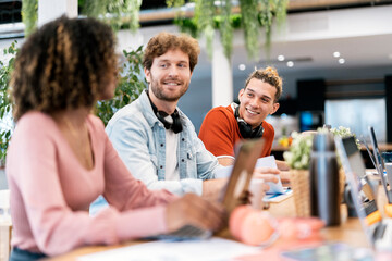 Portrait of Coworkers Working Together in Office