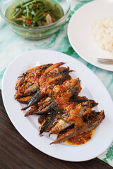 Healthy and delicious Indonesian spicy seafood for lunch