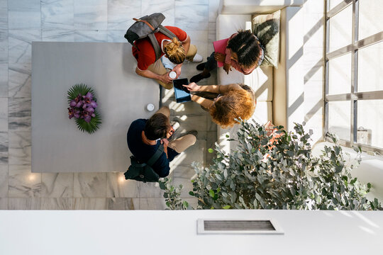 Top View of Work Team at Office