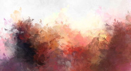 Abstract background of colorful brush strokes. Brushed vibrant wallpaper. Painted artistic creation. Unique and creative illustration.