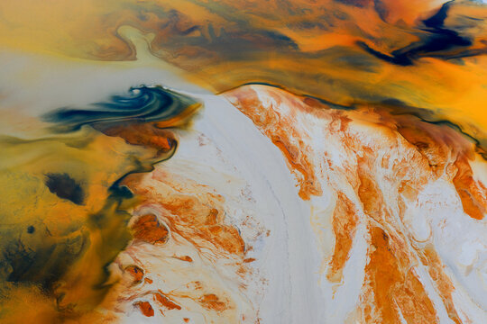 Aerial view of brown acidic landscape of RioÔøΩTintoÔøΩMines area