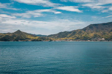 Obraz premium Blue sea with mountain in Shodoshima, kagawa, Japan