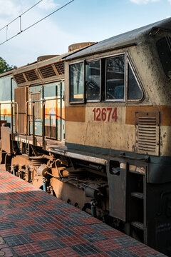 Old train waiting at railroad station