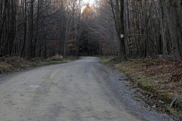 the old dirt road at sunset