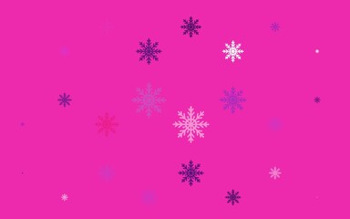 Light Pink vector layout with bright snowflakes.