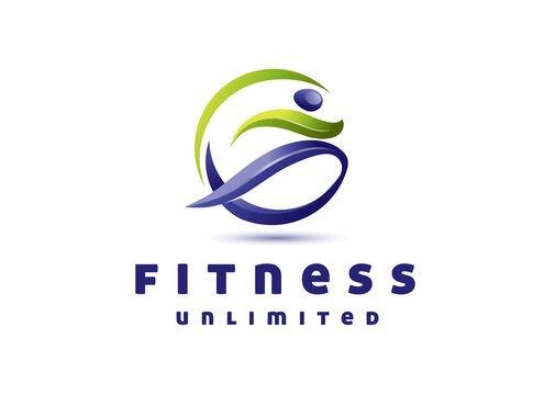 sport Health & fitness - concept business logo design. . Abstract human character symbol.