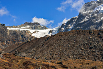 Himalayan Landscape in Khare on the route to Mera Peak in Nepal.