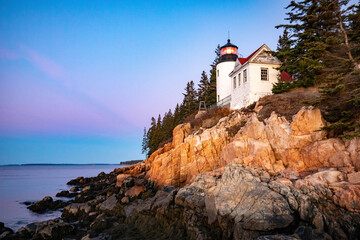 Fototapeta na wymiar Scenic view of Bass Harbor lighthouse in Maine, Acadia