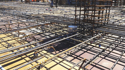 construction building foundation steel bar in construction site - 399421109
