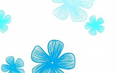 Fototapeta na wymiar Light Blue, Green vector doodle pattern with flowers.