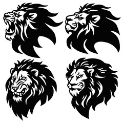 Lion Logo Set. Premium Mascot Design Collection. Vector Illustration