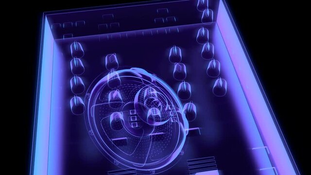 seamless vj musical motion loop - neon symbols. 3D render