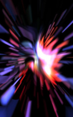 Light particle trails. Light explosion star with glowing particles and lines. Beautiful moving abstract rays background.