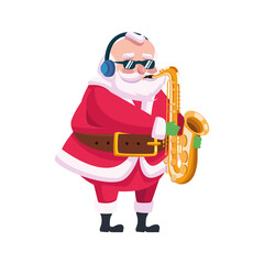 cute santa claus playing saxophone character