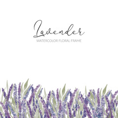 watercolor lavender floral frame © elsabenaa