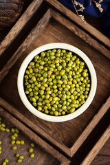 Mung beans on the background of retro Chinese style