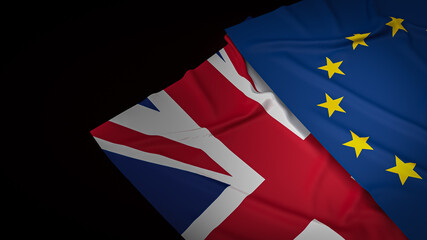 The Union Jack flag and  euro flag for background  3d rendering