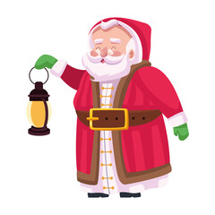 cute santa claus lifting lamp character