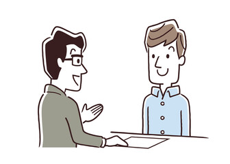 ベクターイラスト素材：男性、窓口、接客、受付、対応
