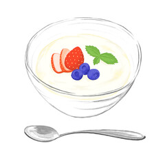 果物の乗ったヨーグルト