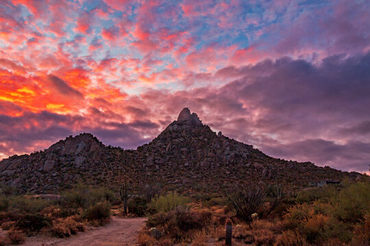 Pinnacle Peak At Sunset In North Scottsdale, AZ