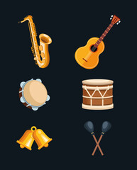 set of musical instruments icons