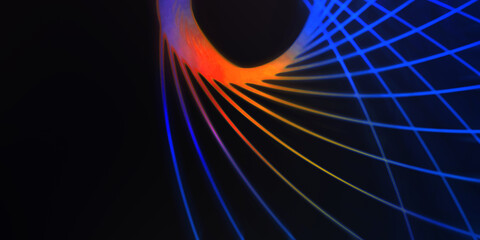 Neon colorful abstract design of light waves. Digital background with neon light glowing effect. Bright rays wallpaper.