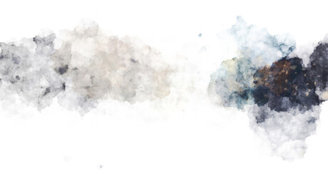 Watercolor painted background with blots and splatters. Brush stroked painting. 2D Illustration.