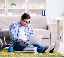 Young student studying at home