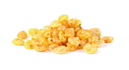 Raisins on white background