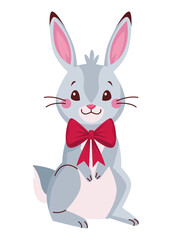 cute little rabbit with christmas bow character