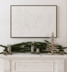 mockup poster with christmas concept decoration interior
