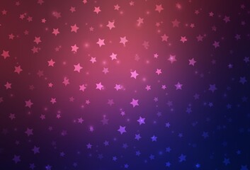 Dark Purple, Pink vector pattern with christmas snowflakes, stars.