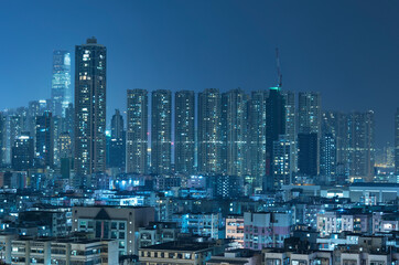 Skyline of Hong Kong city at night