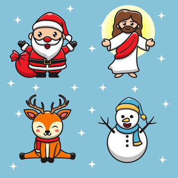 cartoon cute christmas day characters