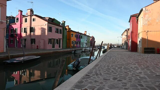 Burano, Venice - Colorful buildings between the canals of the lagoon city