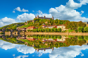 Marienberg Fortress and the Old Main Bridge. Wurzburg. Germany