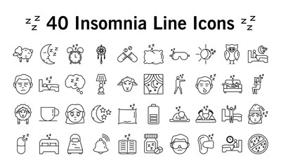 bundle of Insomnia line style icons