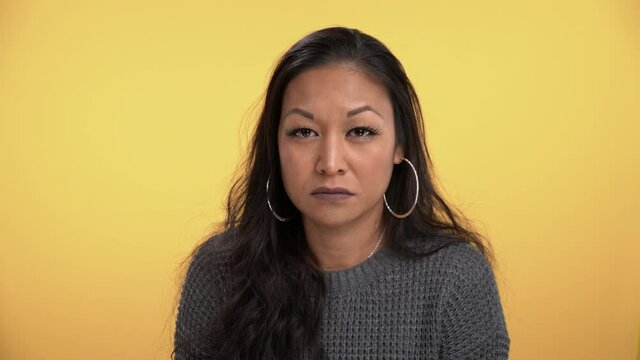 Lovely young woman angry expression, increasing anger and frustration