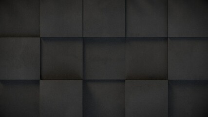 Big black concret cubes background. 3D render illustration