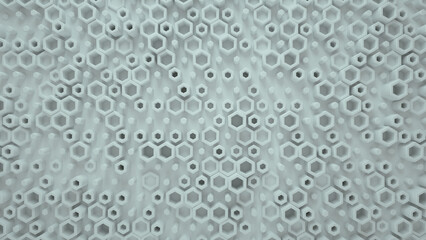 White hexagonal shapes 3D rendering