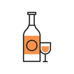 wine bottle and cup fill style icon