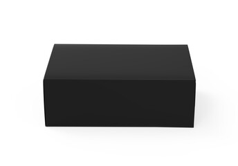Black blank cardboard package box mockup template on isolated white background, ready for design presentation, 3d illustration