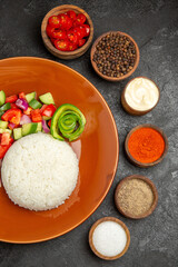Vertical view of healthy meal and variety of flavours