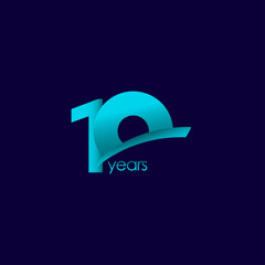 10 Years Anniversary Celebration Blue Shape Vector Template Design Illustration