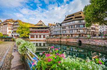 Old town of Strasbourg, Alsace, France. Traditional half timbered houses of Petite France