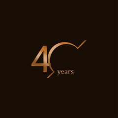 40 Years Anniversary Celebration Brown Line Vector Template Design Illustration