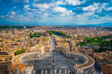 St. Peter's Square, Piazza San Pietro in Vatican City. Italy. View from St. Peter's Basilica dome