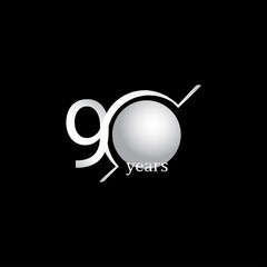 90 Years Anniversary Celebration Circle White Vector Template Design Illustration